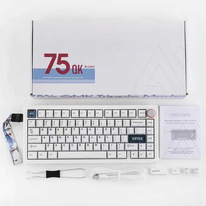 CIDOO QK75 75% VIA joint Programmable filaire/Bluetooth/2.4GHz clavier mécanique sans fil avec batterie 4000mAh et rétro-éclairage rvb
