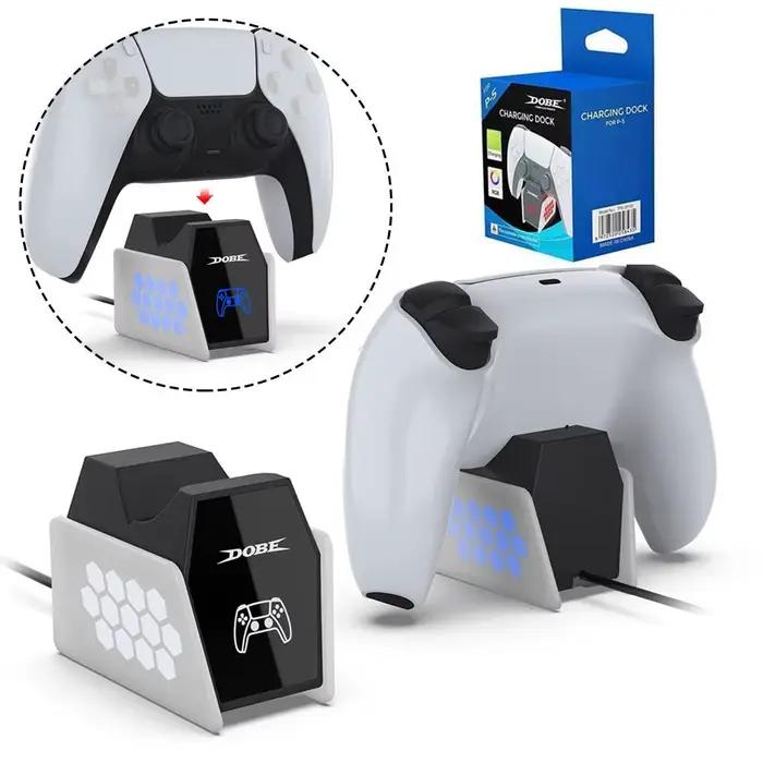 Chargeur de manette de jeu pour PS5 avec lumière RVB station d'accueil de charge rapide manette sans fil accessoire de jeu occasion spéciale gaming atmosphère unique et personnalisable