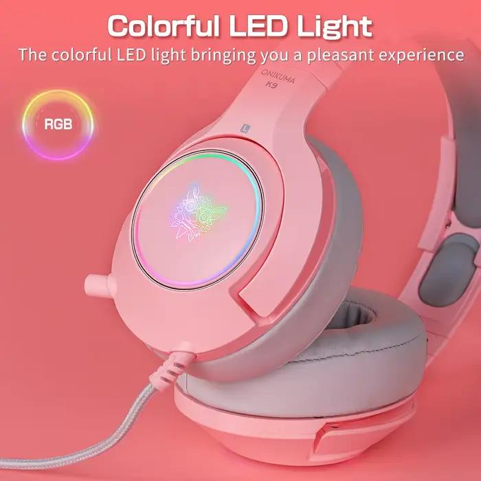 ONIKUMA K9 Filaire Casque avec RGB Lumière Flexible HD Mic 3.5mm Gaming
