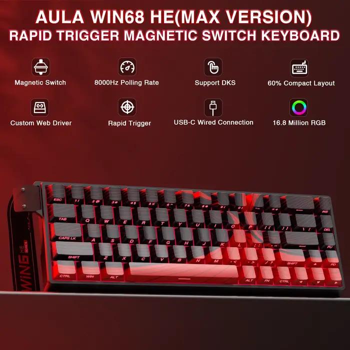 AULA WIN60 WIN68 HE Esports clavier à interrupteur magnétique déclencheur rapide 8K retour RGB Hotswap 60% 68%