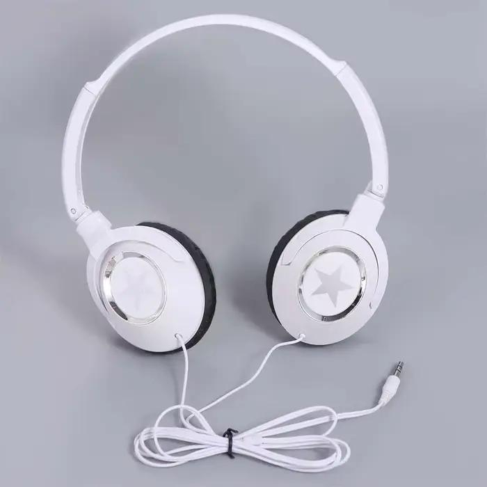 Casque audio filaire flexible Hi-Fi Stéréo Supra-auriculaire Noir Blanc avec suppression du bruit Pliable