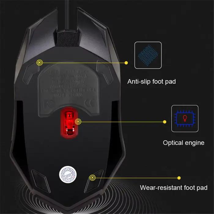 Souris de jeu filaire Kebidumei avec éclairage LED respiratoire pour joueurs électroniques et amateurs de qualité supérieure