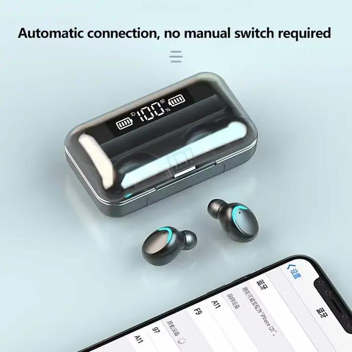 F9 sans fil Bluetooth casque Tws jeu écouteurs affichage numérique Heaset grande capacité étui de charge