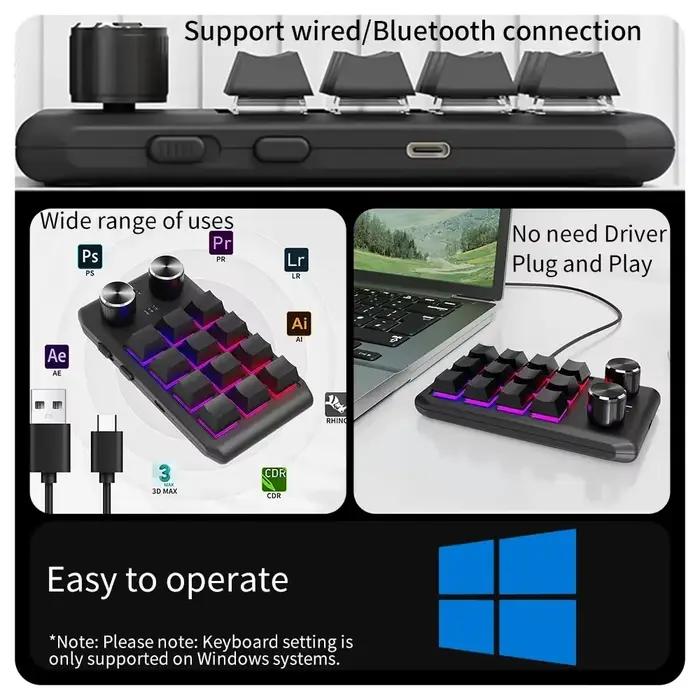 Mini clavier de programmation personnalisé 12 touches 2 boutons