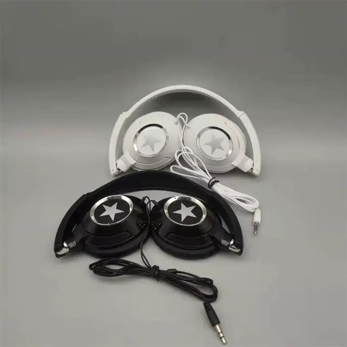 Casque audio filaire flexible Hi-Fi Stéréo Supra-auriculaire Noir Blanc avec suppression du bruit Pliable