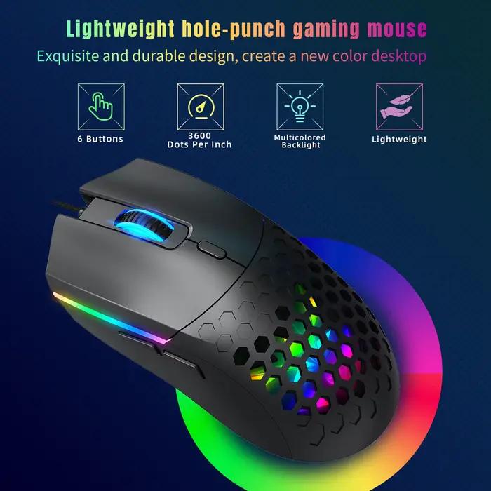 HXSJ S500 souris de jeu optique légère ergonomique filaire
