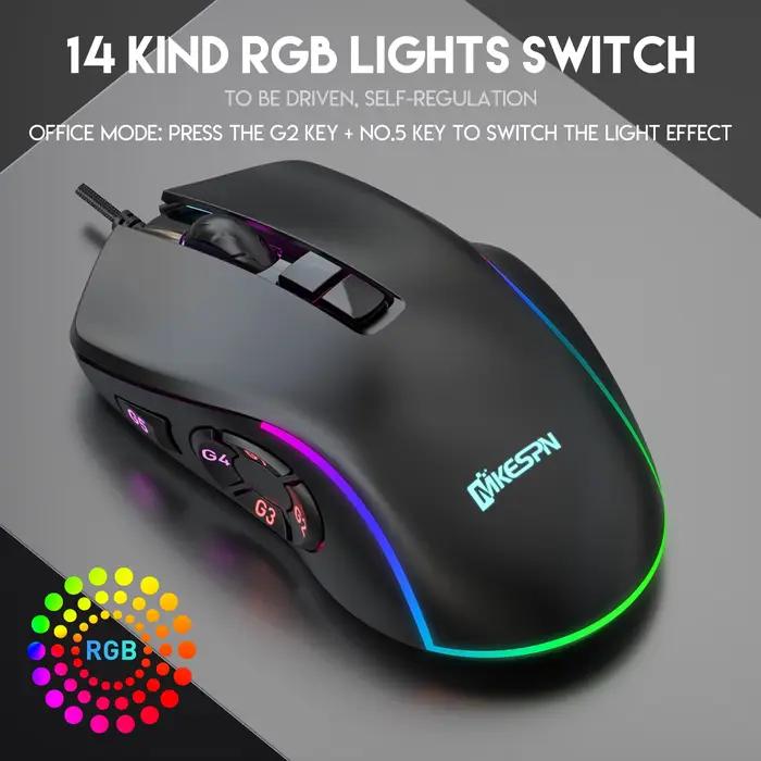 Souris de jeu filaire avec rétroéclairage rvb