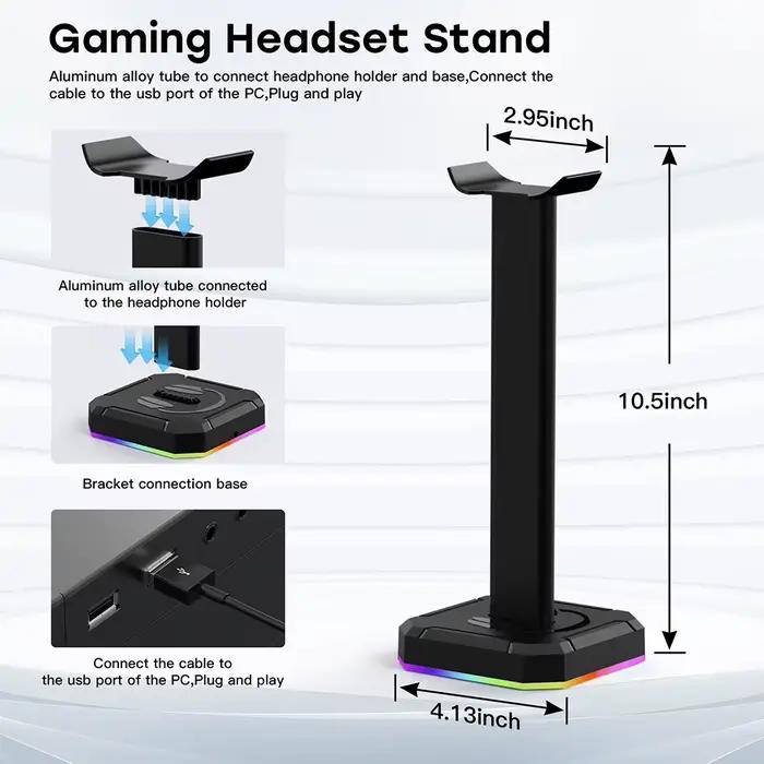 Support de casque, rétro-éclairage rvb