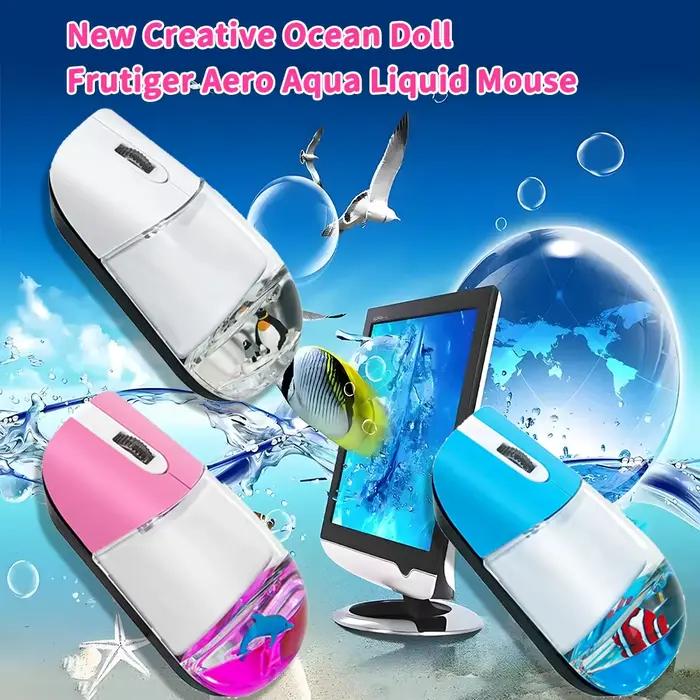 Frutiger Aero Aqua souris liquide mignon flottant Aquarium Animal 2.4G + Bluetooth sans fil optique océan poupée