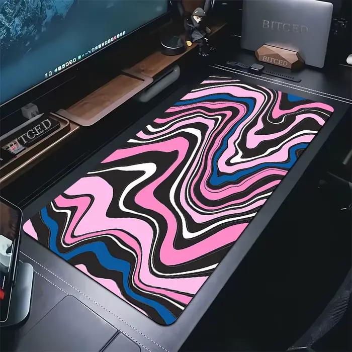 Tapis de souris XXL noir et blanc Strata Liquide avec design anime, repose-poignet intégré, caoutchouc de haute qualité, épaisseur de 2mm à 5mm, parfait pour gamers, professionnels et utilisateurs occasionnels, idéal pour offrir, disponible en plusieurs couleurs