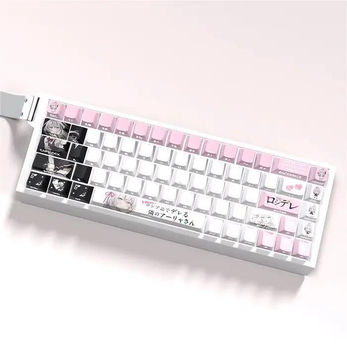 Anime Keycap PBT Cherry 74 touches côté gravé translucide clavier porte-clés Compatible avec 60 65 68