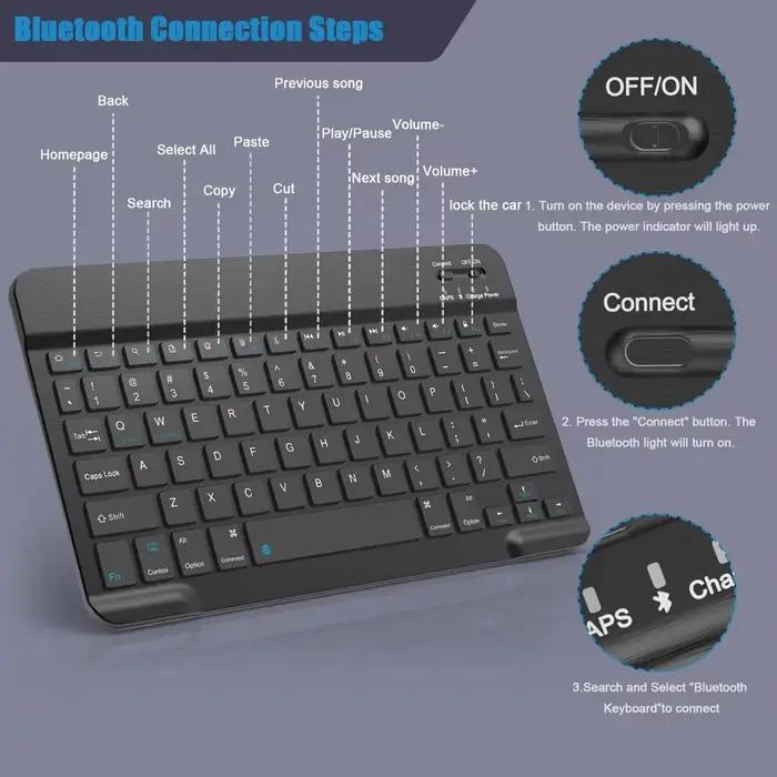 Clavier Bluetooth pour iPad 10e génération et tablettes Samsung Xiaomi blanc rouge noir confortable pour travail et jeu