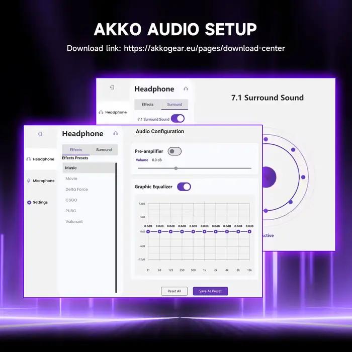 Casque de jeu AKKO Verge S9 E-Sports avec micro