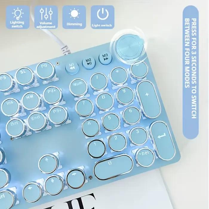 EWEADN – clavier de jeu mécanique rose pour machine à écrire Punk