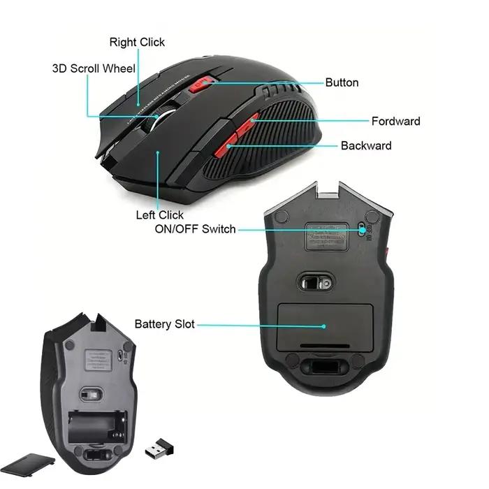 Souris sans fil 2.4G pour ordinateur Portable Gamer