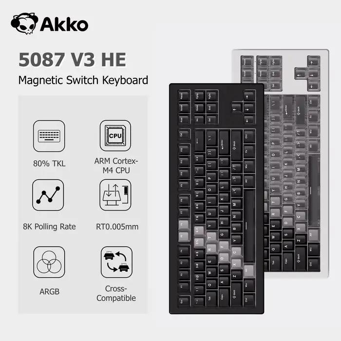 Akko 5087 V3 HE clavier 88 touches TKL disposition interrupteur magnétique déclencheur rapide 0.005mm 8K ARGB type-c
