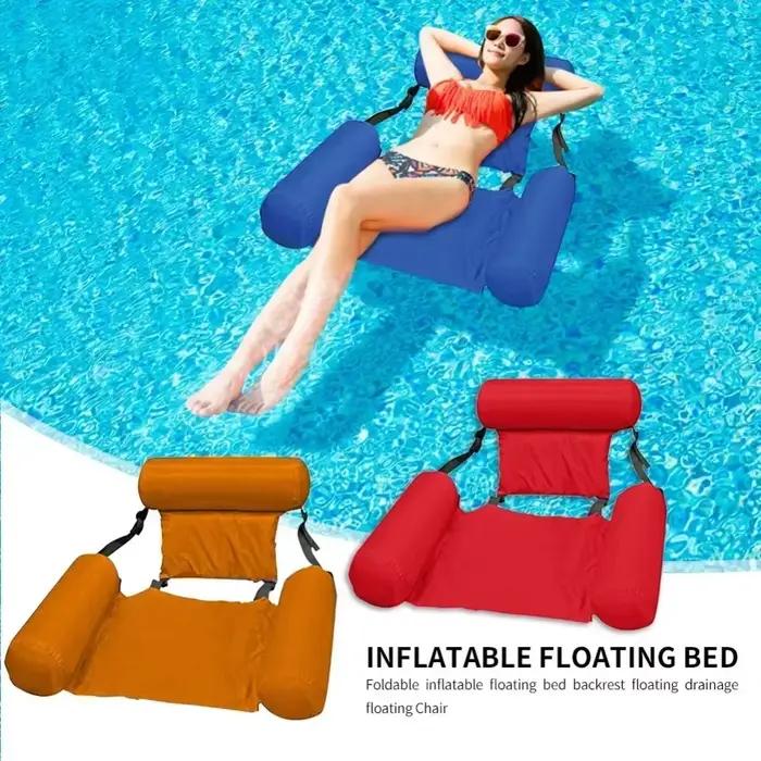 Hamac d'eau flottant pliable, chaise longue gonflable, tapis de piscine, lit inclinable flottant, matelas à Air, accessoires de piscine
