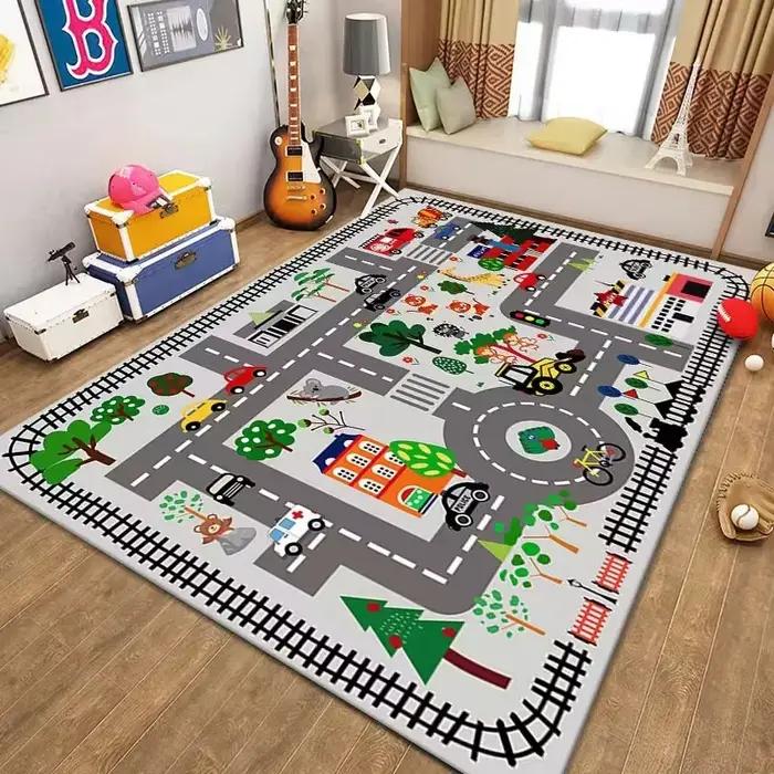 Tapis de jeu coloré pour enfants avec carte de ville