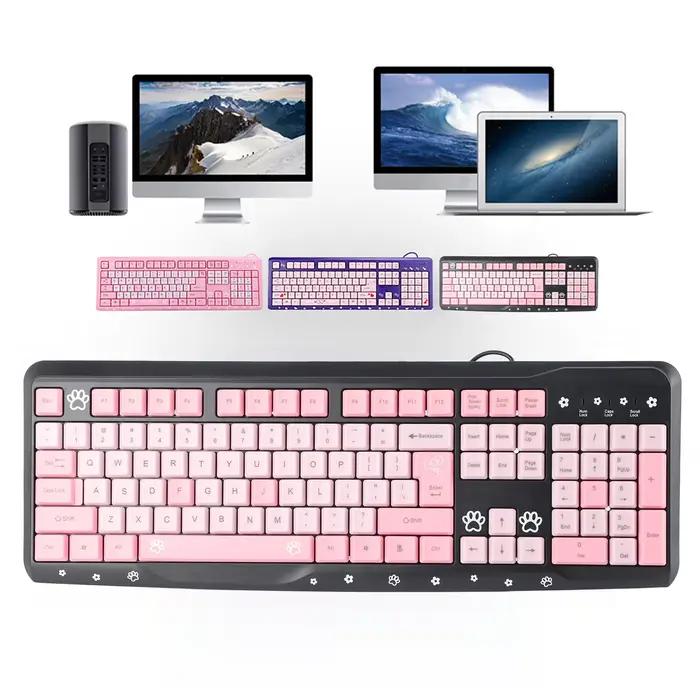 Clavier clavier USB filaire dessin animé mignon pour ordinateur portable à domicile clavier Ultra-mince clavier USB