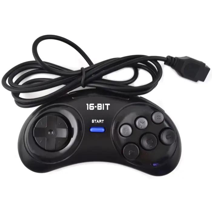 1-2 pièces contrôleur de manette de jeu noir pour Sega Mega Drive 9 broches 6 boutons manettes pour console de jeu vidéo