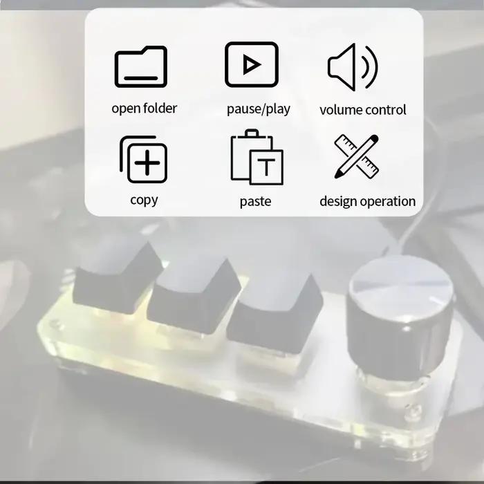 Clavier mécanique Macro 3 touches 1 bouton USB rvb Mini jeu
