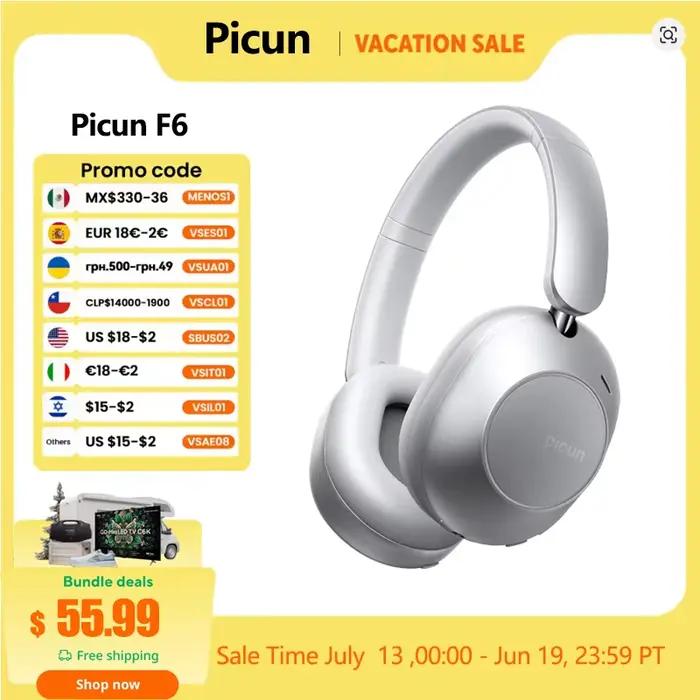 Picun-Casque Bluetooth à suppression active du bruit F6