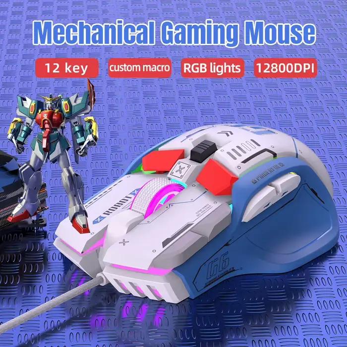 Souris de jeu G6 filaire 128000 DPI ChipA826 RGB Conception ergonomique macroprogrammable supérieure pour les jeux et le travail