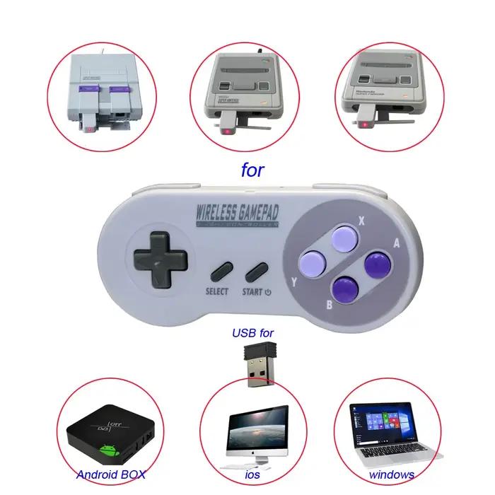 2 contrôleur de jeu récepteur sans fil bouton coloré 2.4G manette Joypad Joystick Compatible pour SNES Mini PC Windows NS Switch