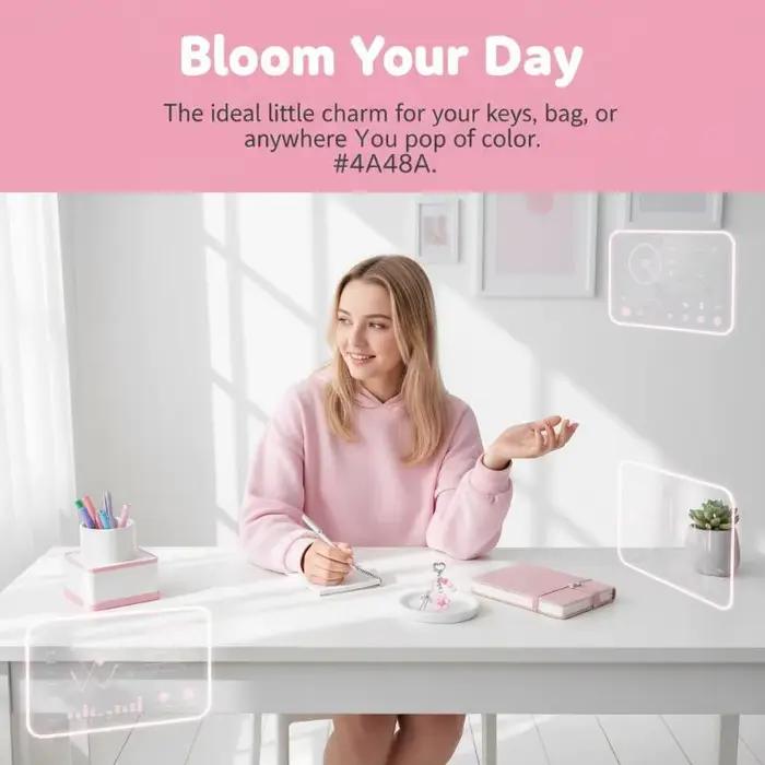 Porte-clés tendance avec pendentif fleur perlé, accessoire de sac parfait, cadeau idéal