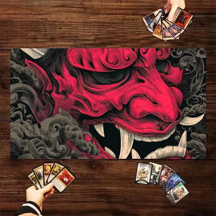 Tapis de jeu MTG à motif samouraï fantôme japonais, tapis de combat pour cartes magiques, 35x60cm, tapis de bureau, tapis de jeu Magic MTG, antidérapant, durable, bord cousu