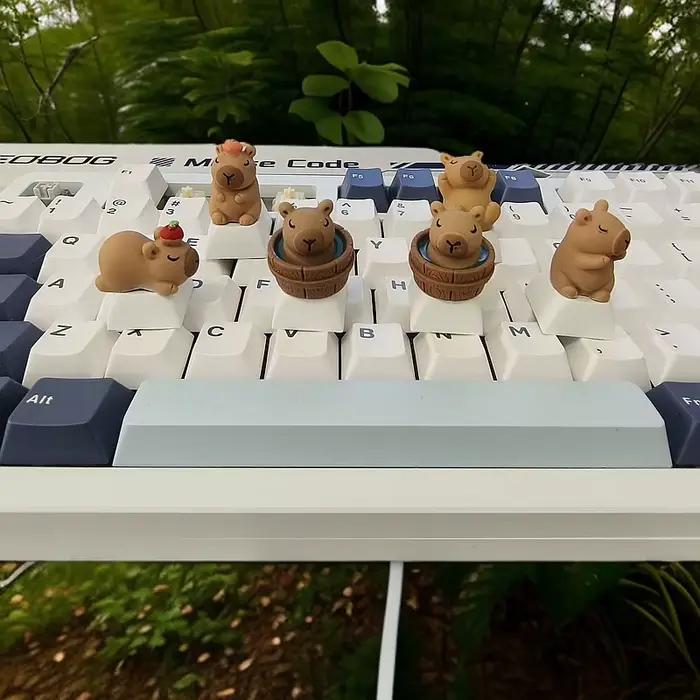 Capybara mignon Keycap dessin animé Animal poupée personnalisé Keycaps pour clavier mécanique casquettes Kawaii Artisan
