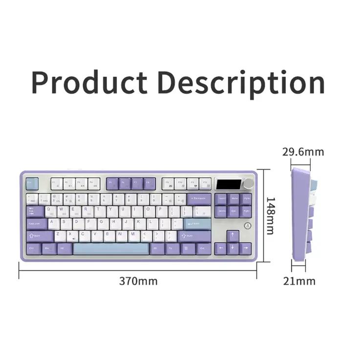 AJAZZ AK870 clavier mécanique Tri-mode rvb échangeable à chaud 1.06 pouces bouton d'écran personnalisable sans fil