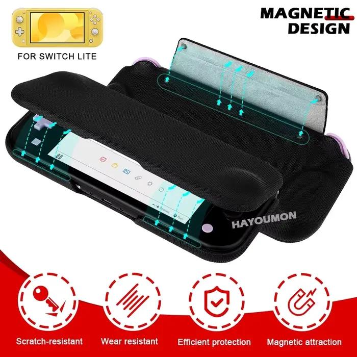 Étui de protection pour Switch Lite avec coque avant magnétiquement détachable pour accessoires de jeu