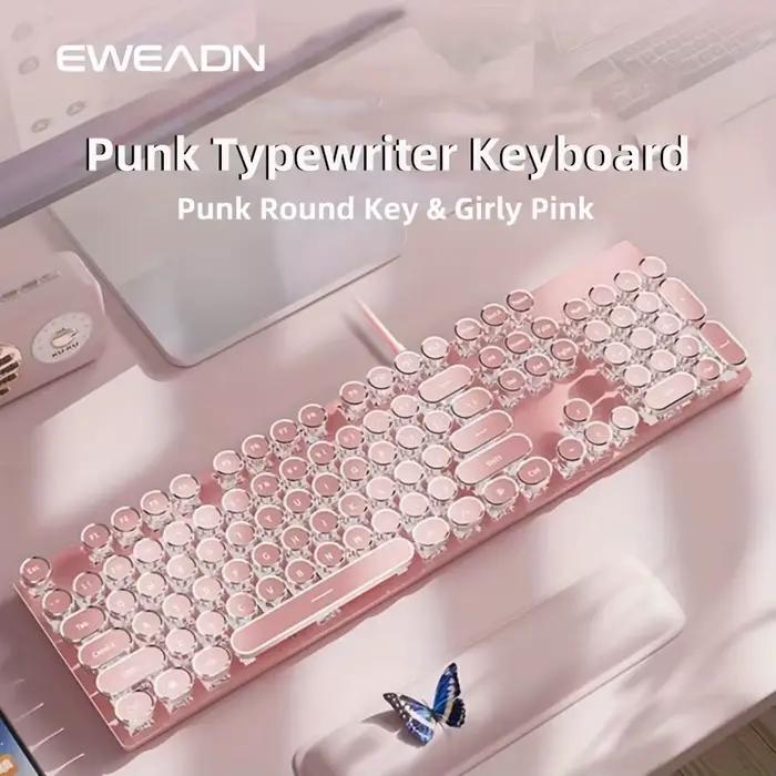 EWEADN – clavier de jeu mécanique rose pour machine à écrire Punk
