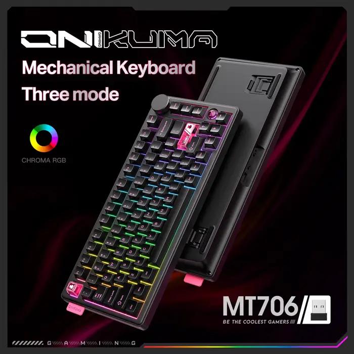 Onikuma 2025 nouveau clavier mécanique de jeu Mt706 Rgb 2.4g/filaire/Bt