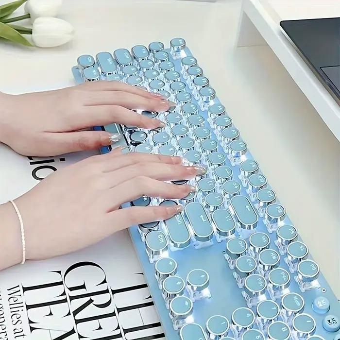 EWEADN – clavier de jeu mécanique rose pour machine à écrire Punk