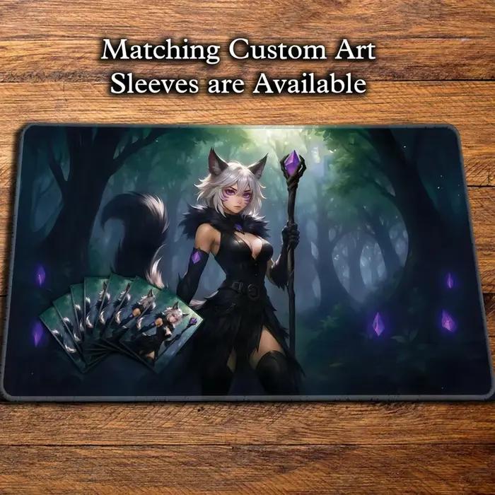 Tapis de jeu Anime Cat Warlock 24x14 TCG pour The Magic Gathering Commander