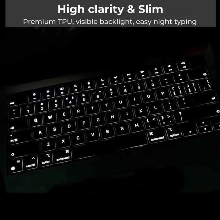 Housse de clavier transparente pour MacBook Pro 16.2 M4 M3 M2 A3403 A3186 A2991 A2780 A2485 A2141