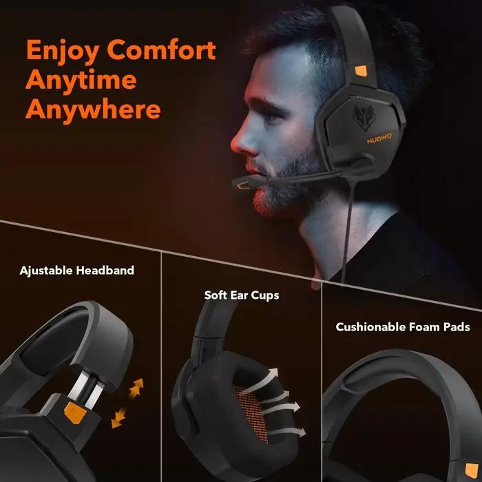Casque de jeu NUBWO N16 avec annulation de bruit, oreillettes en cuir doux pour PS5, PS4, Xbox One, Switch, PC et smartphones occasions spéciales
