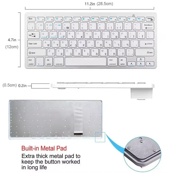 Clavier Bluetooth sans fil Portable coréen/espagnol/russe/japonais/hébreu/italien pour tablette iPad téléphone PC Android IOS Windows