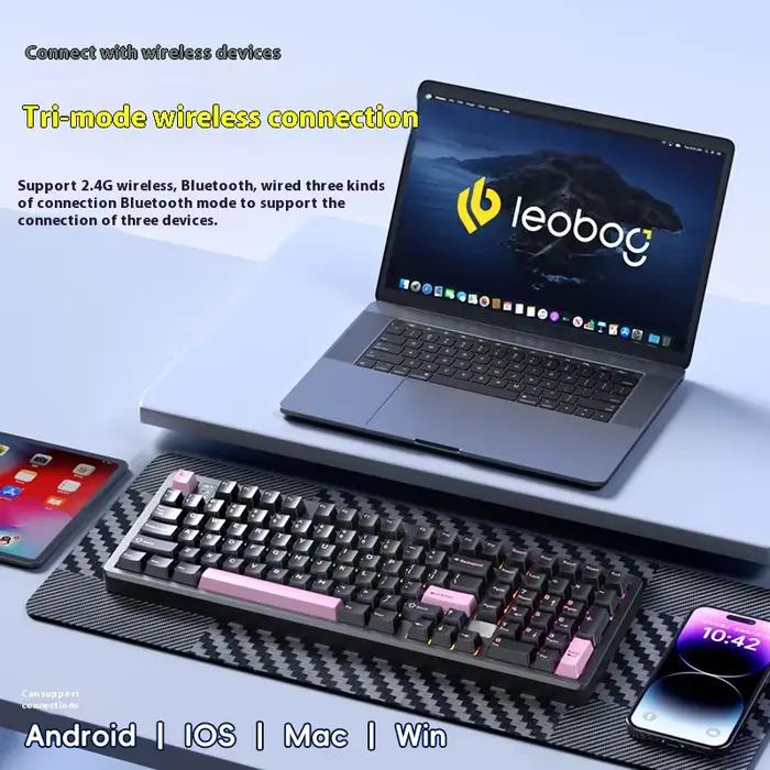 Nouveau LEOBOG Hi98C Pro clavier mécanique 3Mode 2.4G Bluetooth sans fil PBT claviers