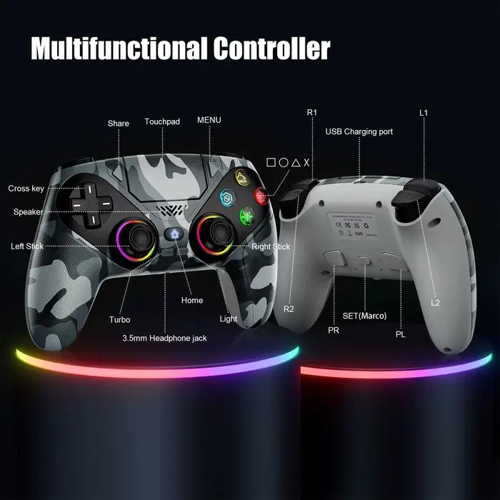 Manette sans fil RGB GAMROMBO pour PS5 PS5 Pro Slim Windows Expérience de jeu ultime avec technologie anti-drift et éclairage personnalisable pour joueurs occasionnels et passionnés
