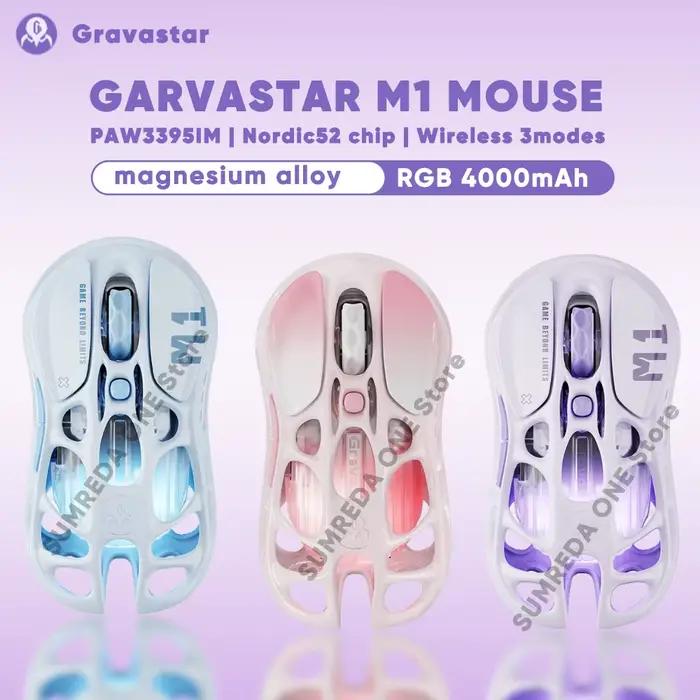 Grava star Mercury M1 Pro souris de jeu sans fil alliage de magnésium PAW3395IM Nordic52 Bluetooth 2.4G filaire Gamer