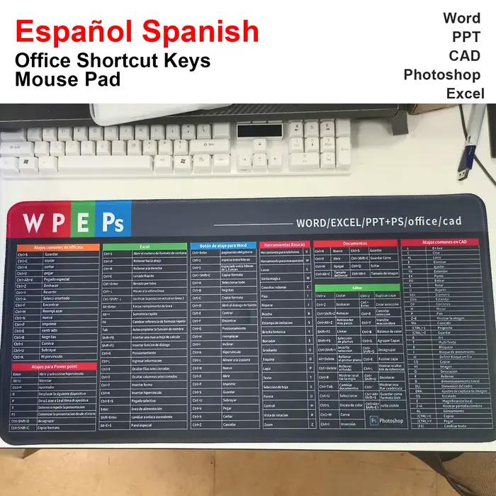 Tapis de souris à raccourcis espagnols – Grand