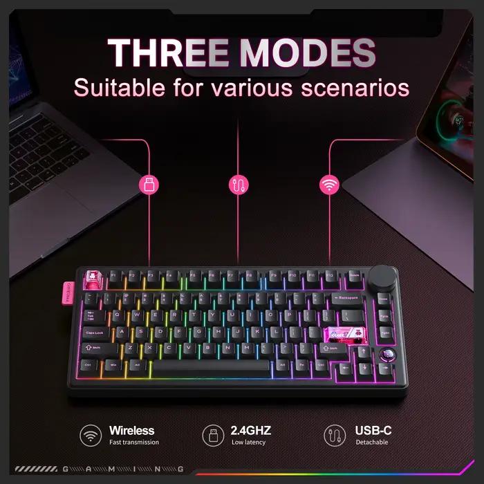 Onikuma 2025 nouveau clavier mécanique de jeu Mt706 Rgb 2.4g/filaire/Bt