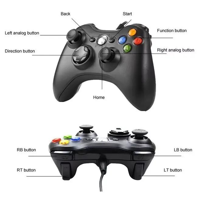Manette de jeu filaire pour Xbox 360 avec joystick à double vibration compatible