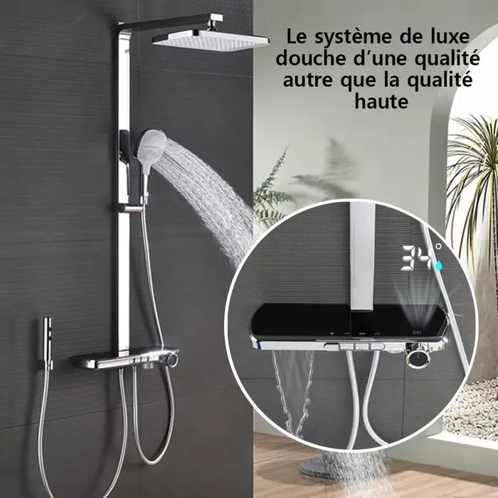 Système de douche de luxe HOWaterfall, affichage numérique de la température, ensemble de douche de baignoire, pluie chaude et froide, douche de centre commercial Ensemble complet de douche de salle d