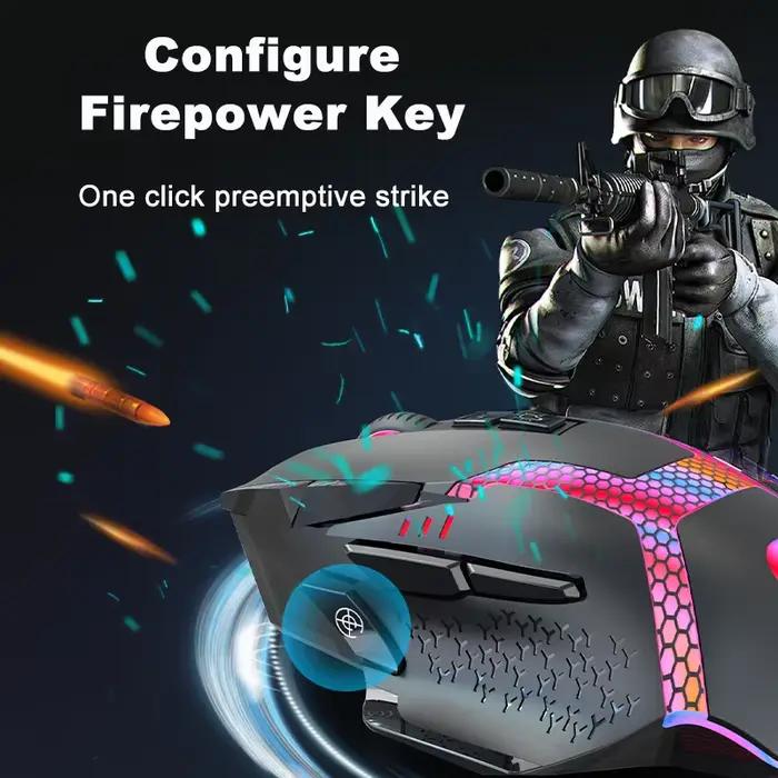 Souris de jeu filaire 12000 DPI programmation Macro rétro-éclairage RVB conception ergonomique clé de feu e-sport pour joueurs professionnels et amateurs