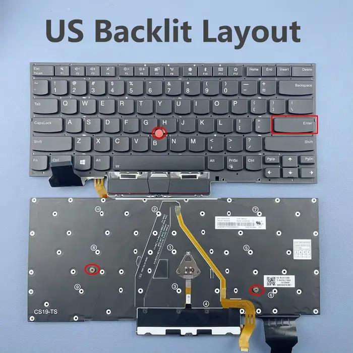 Clavier rétroéclairé US/UK/Latin/Russe/Estonien/Canadien/Français/Hongrois pour Lenovo Thinkpad X1 Carbon Gen 7ème 8ème génération 2019 2020