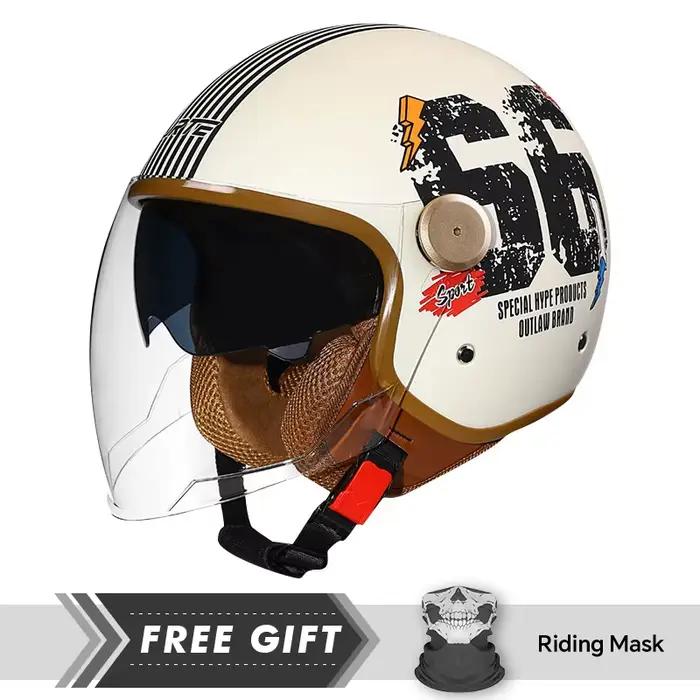 Casque Jet rétro Daul lentille DOT casques de Moto visage ouvert hommes femmes 3/4 demi-casque ouvert accessoires de Moto Cascos Para Motos
